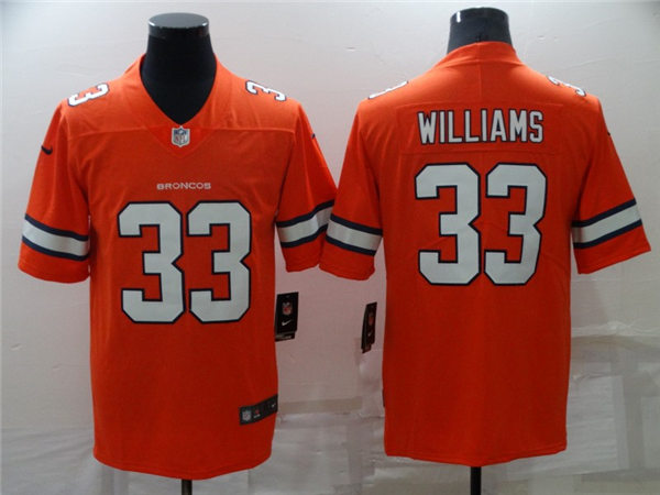Mens Denver Broncos #33 Javonte Williams Nike Orange NFL Color Rush Vapor Limited Jersey