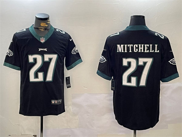 Mens Philadelphia Eagles #27 Quinyon Mitchell Nike Black Vapor Limited Player Jersey