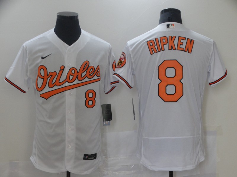 Men's Baltimore Orioles Retired Player #8 Cal Ripken Jr. Nike Home White Flexbase Jersey
