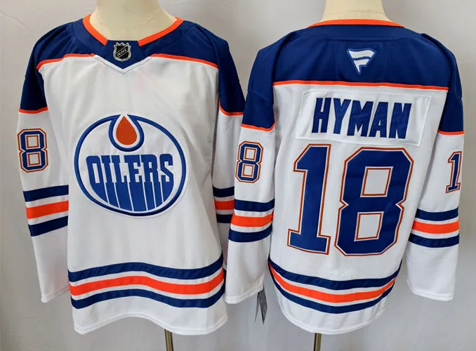 Men's Edmonton Oilers #18 Zach Hyman Fanatics Away White Jersey