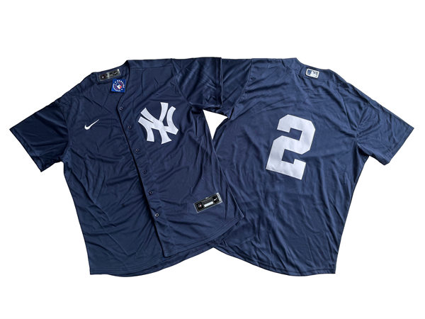 Mens New York Yankees #2 Derek Jeter Nike Navy Cool Base Baseball Jersey