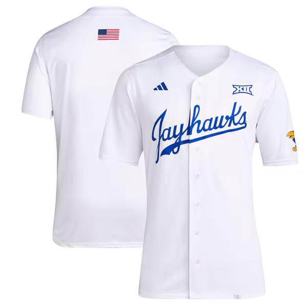 Men's Youth Womens Kansas Jayhawks Blank adidas White Retro 1990's Baseball Jersey