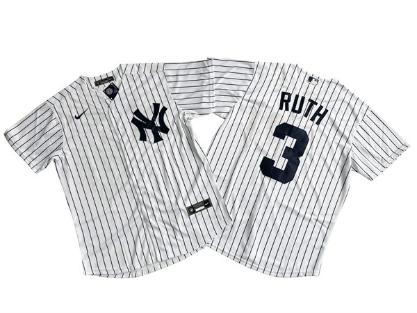 Mens New York Yankees Retired Player #3 Babe Ruth White Home Nike Cooperstown Collection Jersey