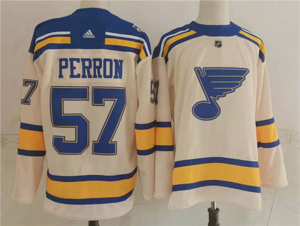 Mens St. Louis Blues #57 David Perron adidas Cream 2022 Winter Classic Edition Jersey