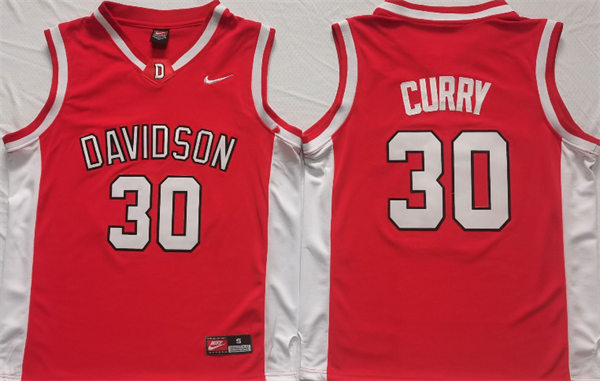 Men's Davidson Wildcats #30 Stephen Curry College Basketball Jerseys - Red