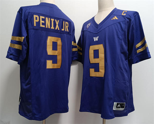 Mens Youth Washington Huskies #9 Michael Penix Jr. Adidas 2023 Purple Gold College Football Game Premier Jersey
