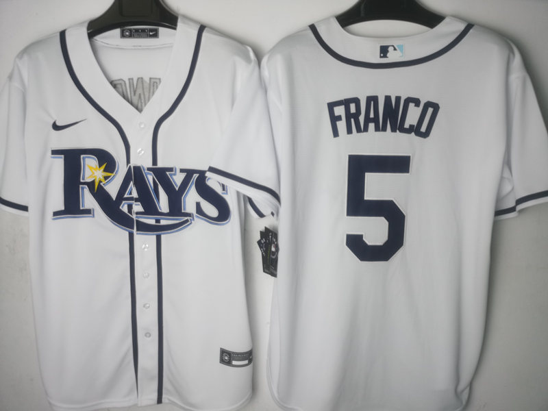 Mens Tampa Bay Rays #5 Wander Franco Nike White Home Jersey