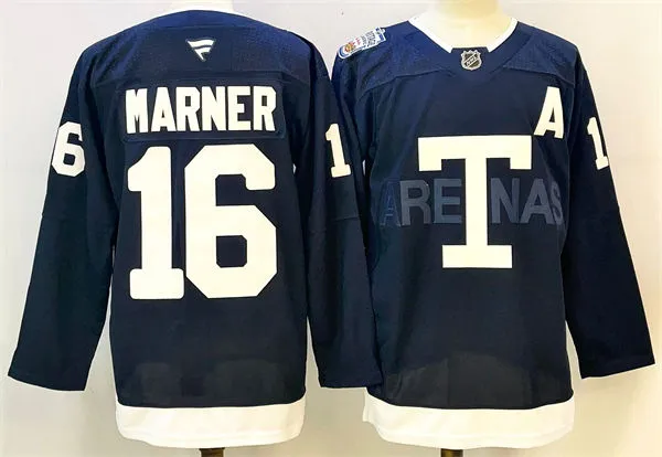 Men's Toronto Maple Leafs #16 Mitchell Marner 2022 Navy Team Heritage Classic Jersey