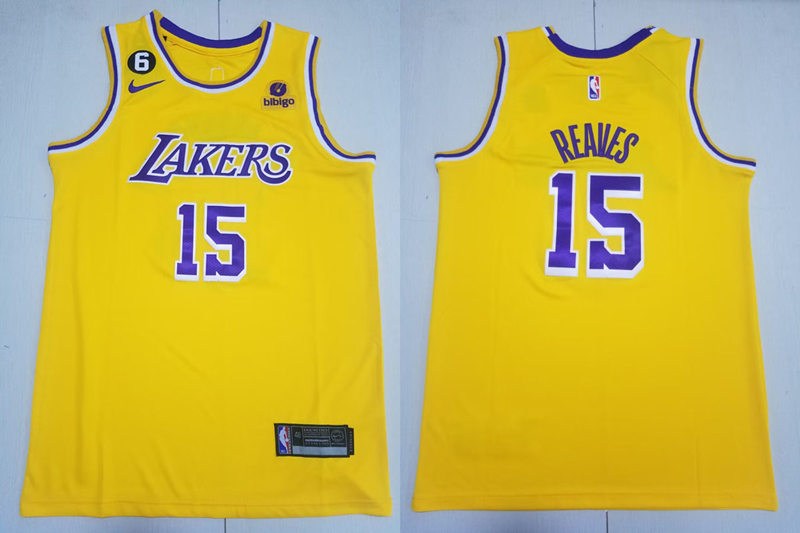 Mens Los Angeles Lakers #15 Austin Reaves Gold Icon Edition Jersey