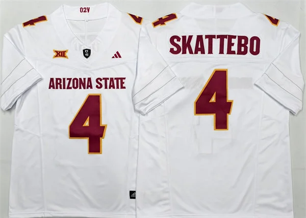 Mens Arizona State Sun Devils #4 Cam Skattebo 2025 XII White Football Game Jersey