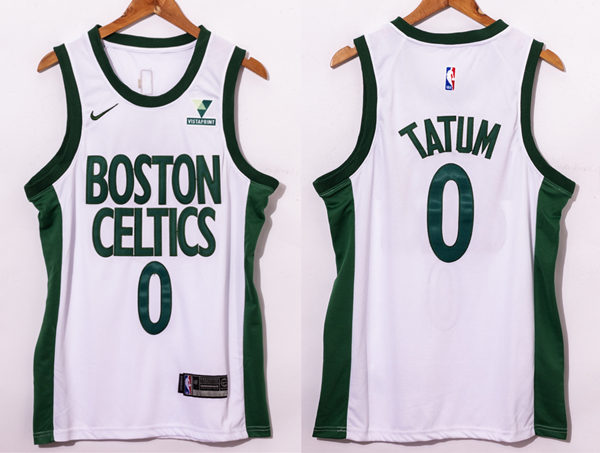 Mens Boston Celtics #0 Jayson Tatum Nike White 2020-21 NBA City Edition Jersey