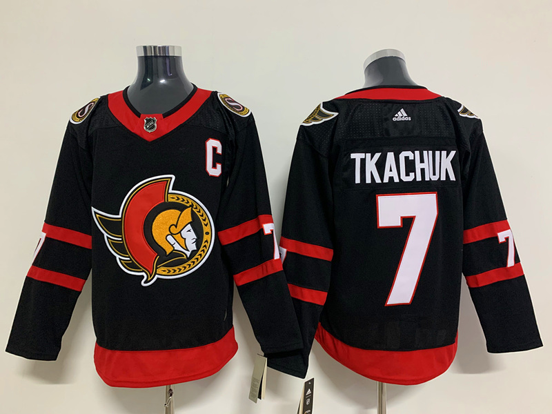 Men's Ottawa Senators #7 Brady Tkachuk  adidas Black Home Jersey