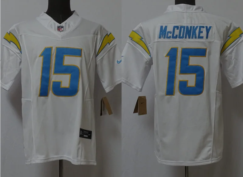 Men's Los Angeles Chargers #15 Ladd McConkey Nike White Vapor Limited Player Jersey