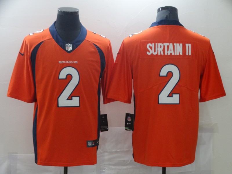 Men's Denver Broncos #2 Patrick Surtain II Orange Nike NFL Vapor Untouchable Limited Jersey