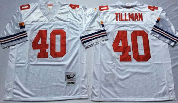 Mens Arizona Cardinals Retired Player #40 Pat Tillman Mitchell & Ness 2000 White Vintage Jersey