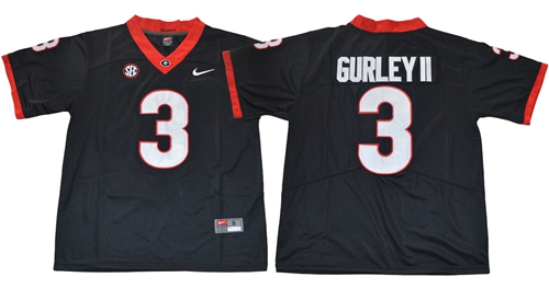 Men's Georgia Bulldogs #3 Todd Gurley II Black NCAA College Football Jersey