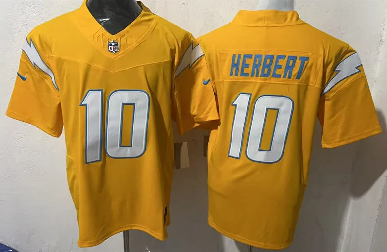 Mens Los Angeles Chargers #10 Justin Herbert Nike Gold Alternate Charger Power Vapor F.U.S.E. Limited Jersey