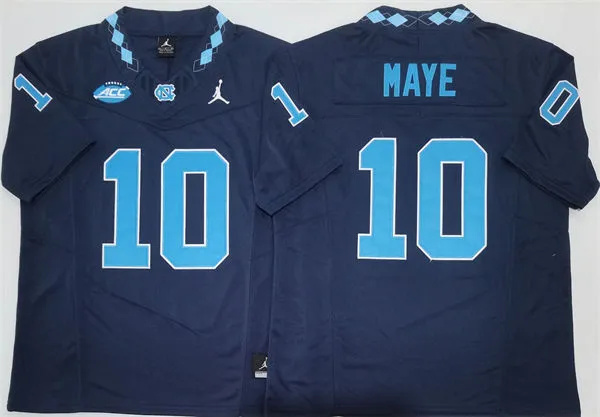 Mens North Carolina Tar Heels #10 Drake Maye Navy College Football Game Jersey