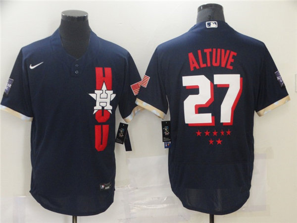 Mens Houston Astros #27 Jose Altuve Nike Navy Stitched 2021 MLB All-Star Game Jersey