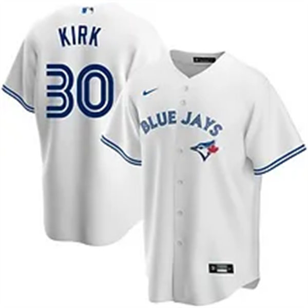 Mens Toronto Blue Jays #30 Alejandro Kirk White Home CoolBase Player Jersey