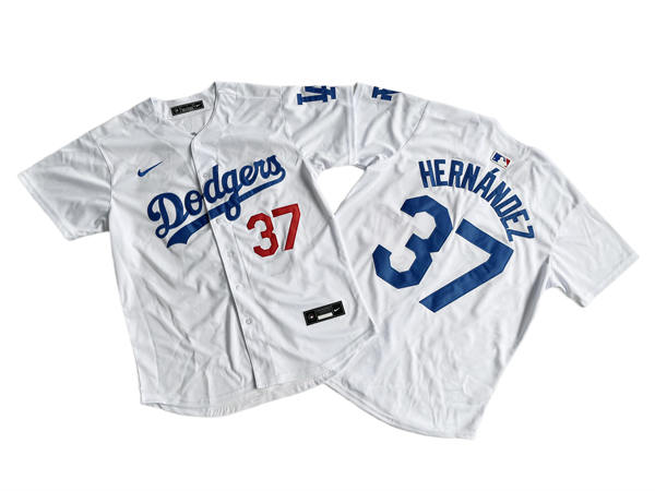 Mens Los Angeles Dodgers #37 Teoscar Hernandez Nike White Home Limited Player Jersey