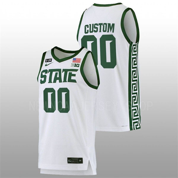 Men's Michigan State Spartans Custom 2021 White College Baketball Jersey