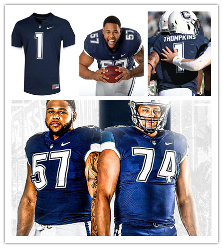 Men's Youth UConn Huskies Customized 2025 Nike Navy Football Jersey