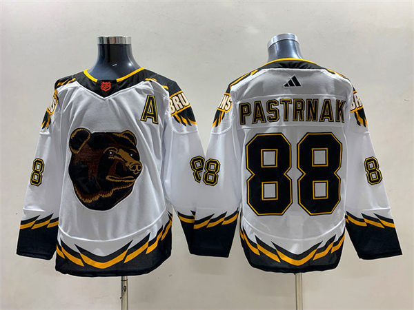Men's Boston Bruins #88 David Pastrnak White 2022 Reverse Retro Primegreen Jersey