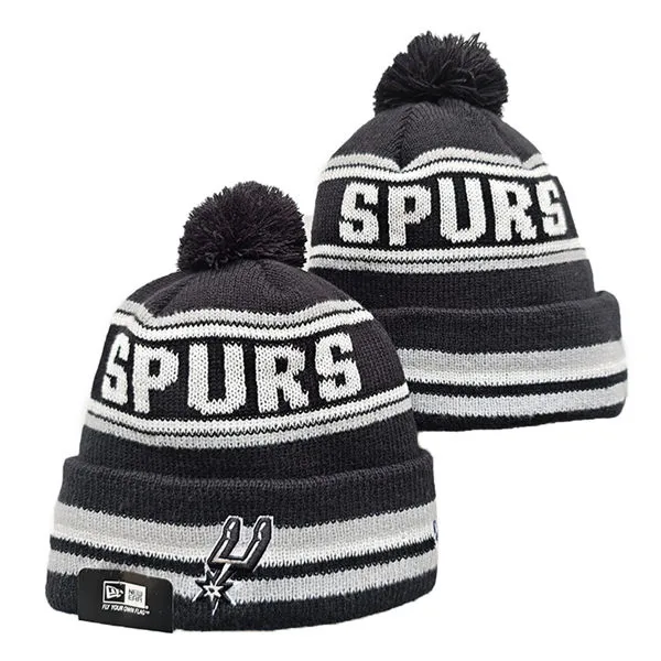NBA San Antonio Spurs Black white Cuffed Pom Knit Hat YD2503212 (2)