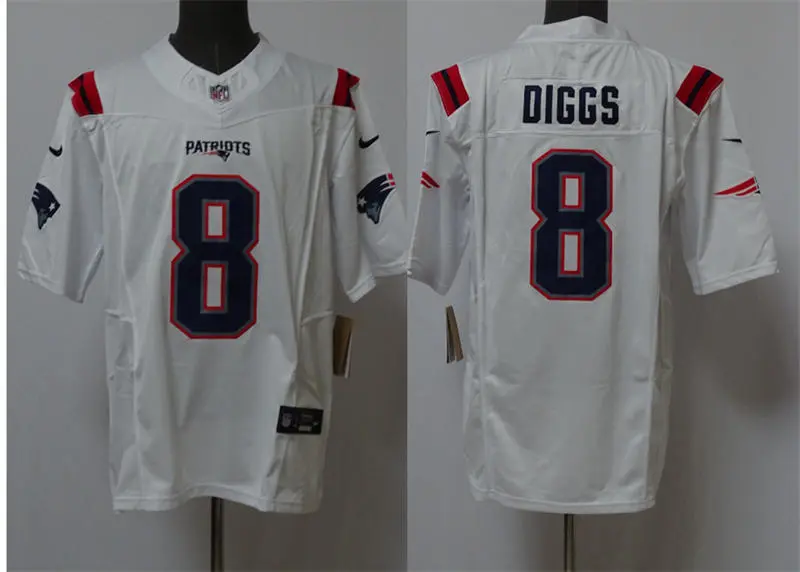 Mens New England Patriots #8 Stefon Diggs Nike White Vapor F.U.S.E. Limited Jersey