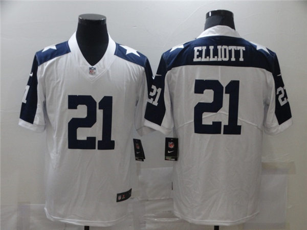 Mens Dallas Cowboys #21 Ezekiel Elliott Nike White Retro Thanksgivings Limited Jersey