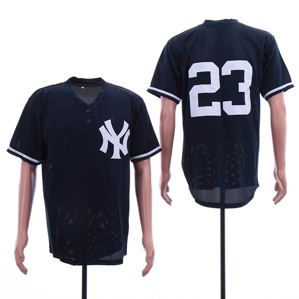 Men's New York Yankees #23 Don Mattingly 1995 Mesh BP Navy Blue Throwback Jersey