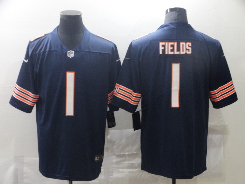 Men's Chicago Bears #1 Justin Fields Nike Navy Vapor Limited Footbll Jersey