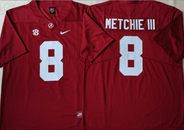 Men's Alabama Crimson Tide #8 John Metchie III Nike Crimson College Game Football Jersey