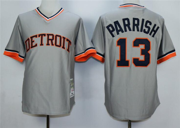 Detroit Tigers #13 Lance Parrish 1984 Gray VINTAGE 1984 Throwback Jersey