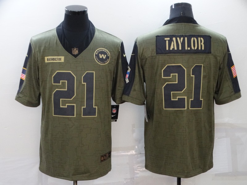 Mens Washington Football Team Retired Player #21 Sean Taylor 2021 Olive Salute to Service Limited Jersey