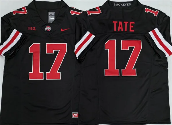 Mens Ohio State Buckeyes #17 Carnell Tate Blackout College Football F.U.S.E. Limited Jersey