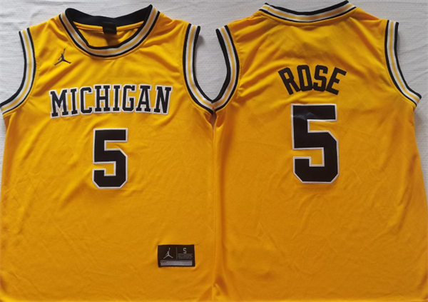 Men's Michigan Wolverines #5 Jalen Rose Yellow College Basketball Nike Swingman Jersey