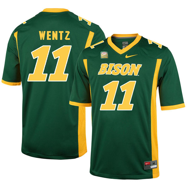 Men's North Dakota State Bison #11 Carson Wentz Green Nike College Football Jersey -With Name