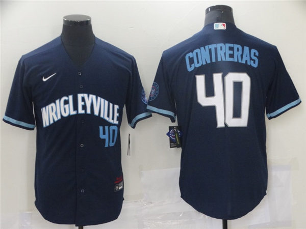 Mens Chicago Cubs #40 Willson Contreras Nike Navy 2021 City Connect Authentic Jersey