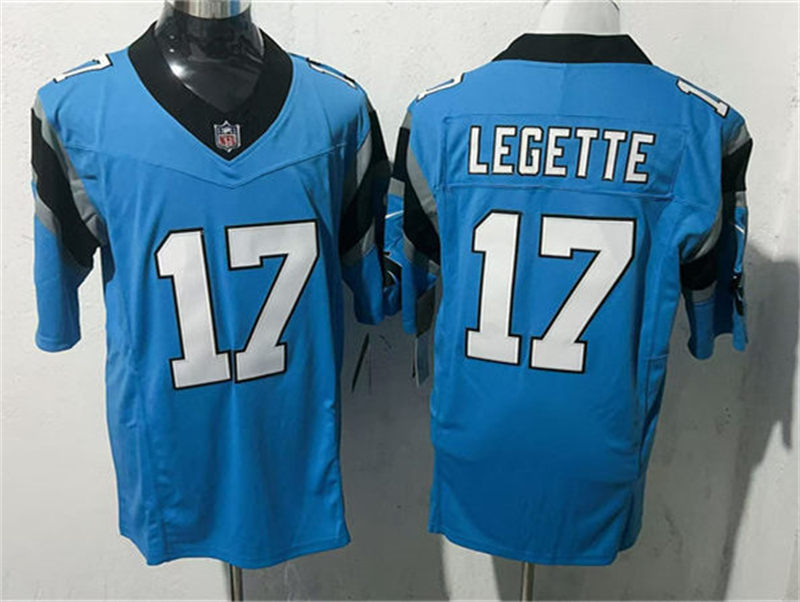 Mens Carolina Panthers #17 Xavier Legette Nike Blue Vapor F.U.S.E. Limited Jersey