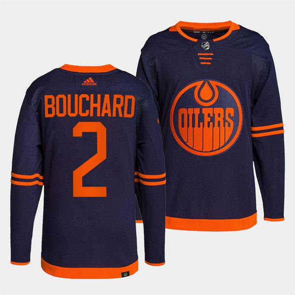 Men's Edmonton Oilers #2 Evan Bouchard adidas Navy Alternate Player Jersey