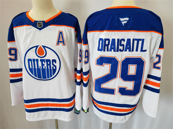 Men's Edmonton Oilers #29 Leon Draisaitl Fanatics Away White Jersey