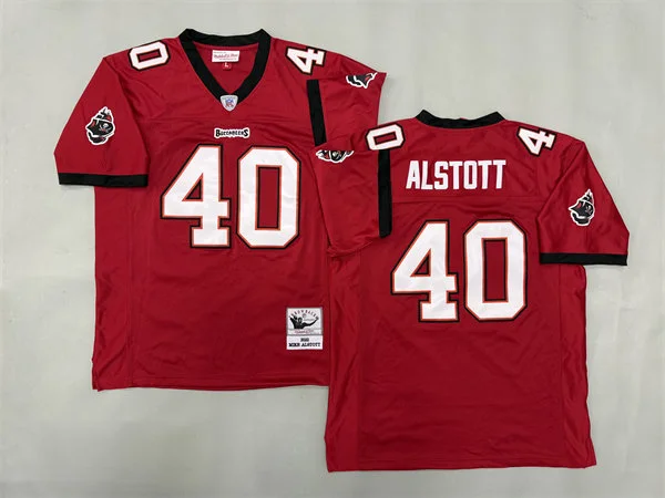 Men's Tampa Bay Buccaneers #40 Mike Alstott Mitchell & Ness Red Throwback Football Jersey