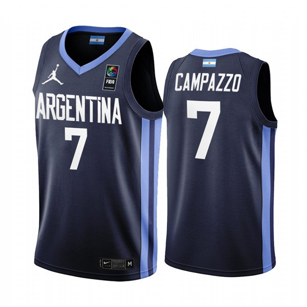 Mens Argentina Basketball Team #7 Facundo Campazzo Jordan Navy Away 2020 Summer Olympics Player Jersey