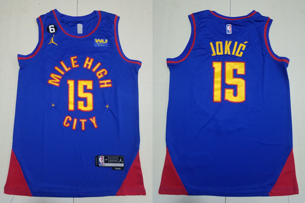 Mens Denver Nuggets #15 Nikola Jokic High City Blue 2022-23 Statement Edition Swingman Jersey