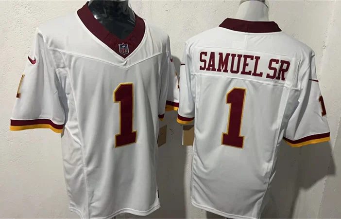 Mens Washington Commanders #1 Deebo Samuel Sr White REDSKINS ERA Retro Nike Vapor F.U.S.E. Limited Jersey