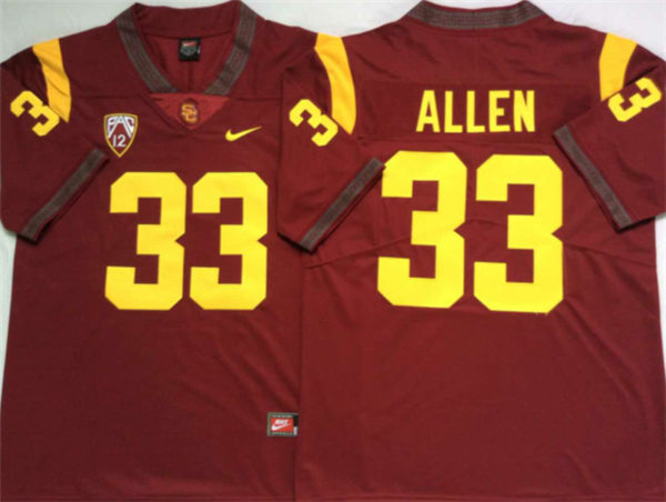 Men's USC Trojans #33 Marcus Allen Red With Name Nike NCAA College Football Jersey