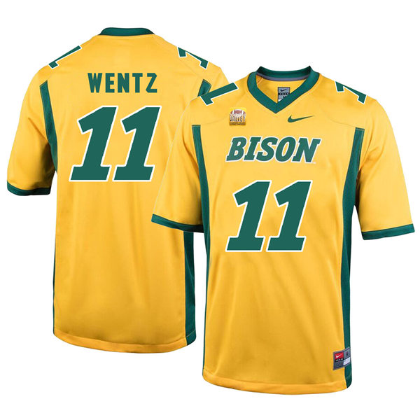 Men's North Dakota State Bison #11 Carson Wentz Gold Nike College Football Jersey -With Name