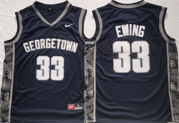Men's Georgetown Hoyas #33 Patrick Ewing Navy College Basketball Jersey